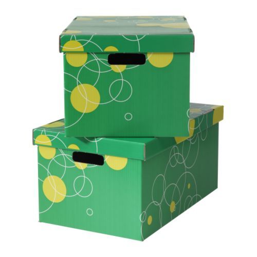 [이케아] LINGO Box with Lid 2 Pack (55x35x27cm, Green) 901.302.00 - 마켓비
