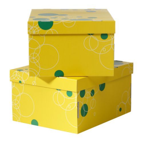 [이케아] LINGO Box with Lid 2 Pack (28x35x18cm, Yellow) - 마켓비