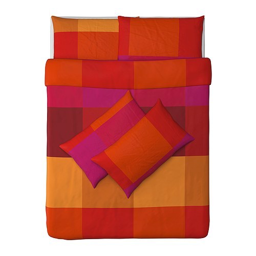 [이케아] BRUNKRISSLA Quilt cover and 4 pillowcases (Red, 200x200cm) - 마켓비