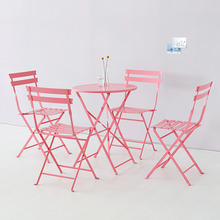 마켓비 VALLEN 접이식 빈티지테이블/의자 4인세트 핑크 6월 초 입고예정 - 마켓비