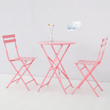 마켓비 VALLEN 접이식 빈티지테이블/의자 2인세트 핑크 6월 초 입고예정 - 마켓비